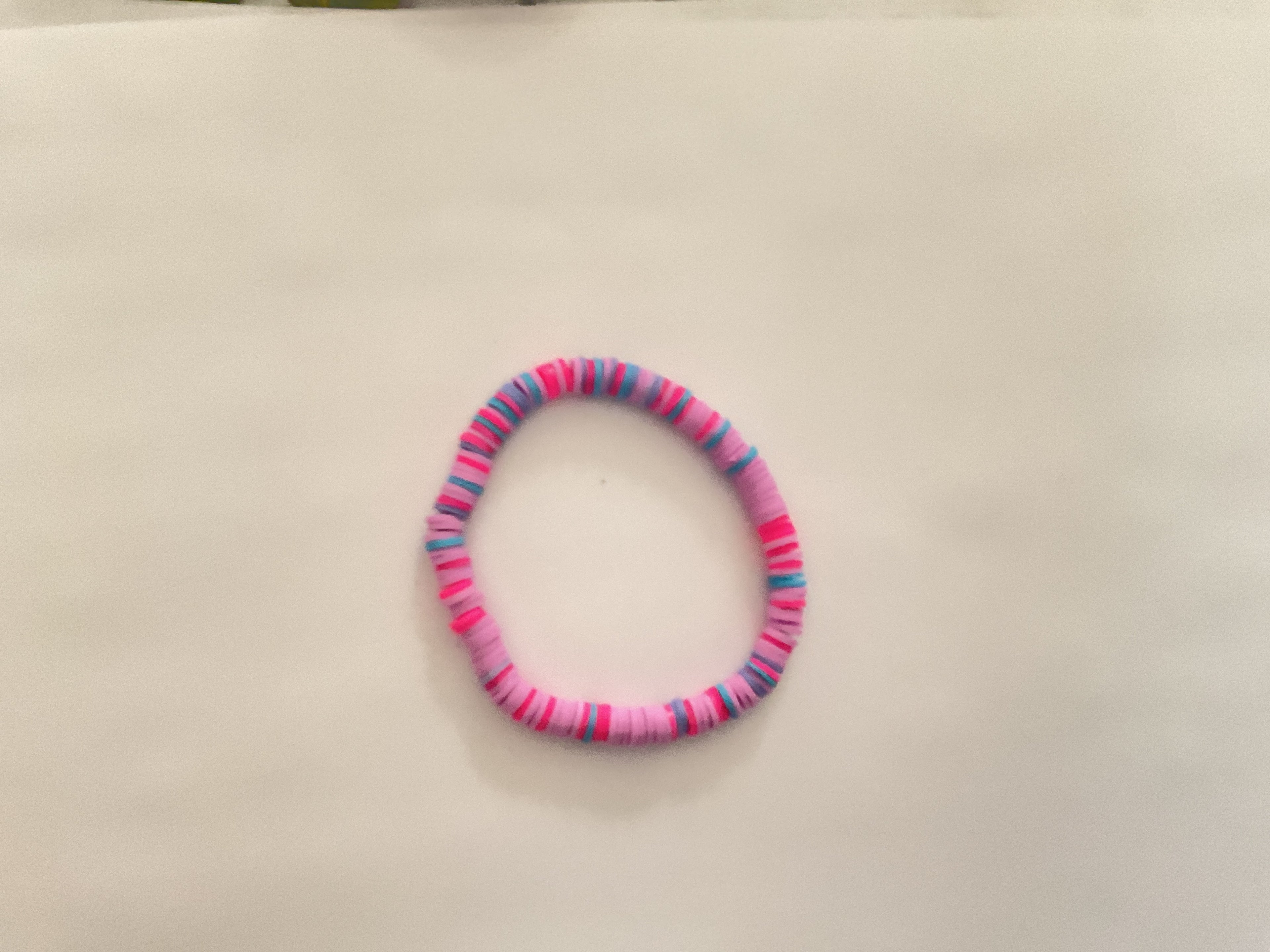 Purple aura clay bead bracelet